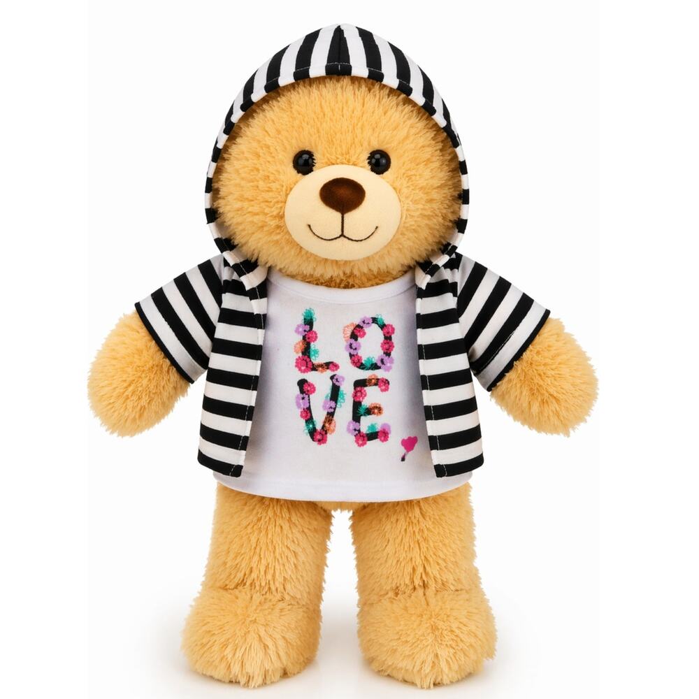 Build A Bear Hoodie Shirt Set LOVE Floral Graphic Striped Outfit Plush Clothes